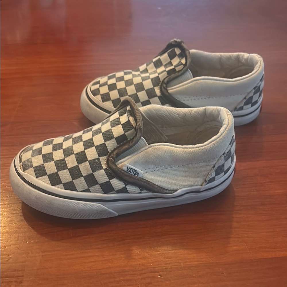 Vans Toddler Checkered Slip-On Shoes - Black and White